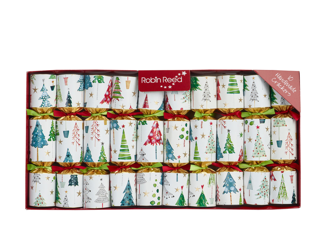 10 x 8.5"  Handmade English Christmas Crackers - Bright Trees by Robin Reed -  42205