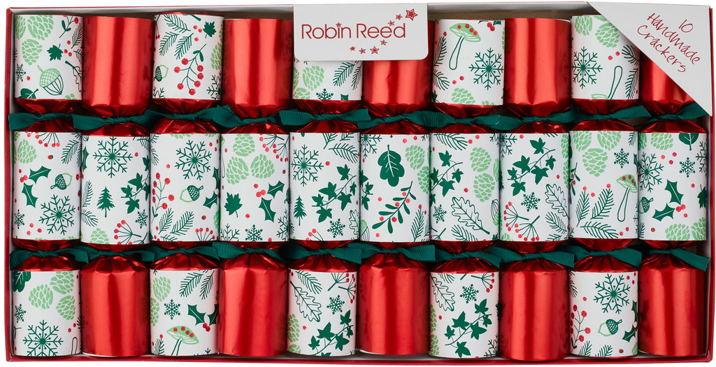 10 x 8.5"  Handmade English Christmas Crackers - Green Forest by Robin Reed -  42402