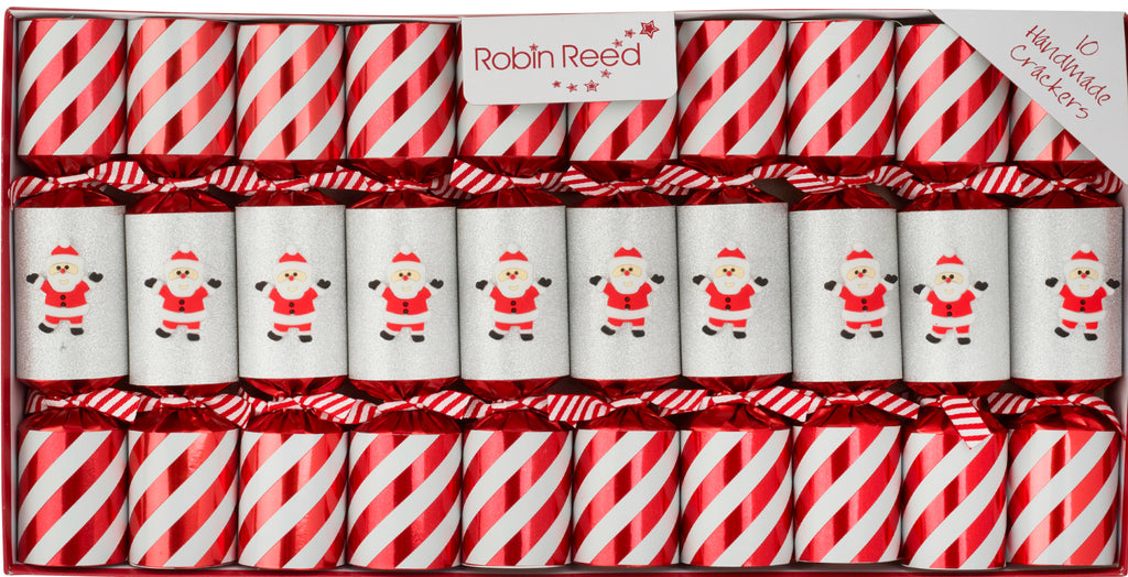 10 x 8.5"  Handmade English Christmas Crackers - Candy Cane Santa by Robin Reed -  42410