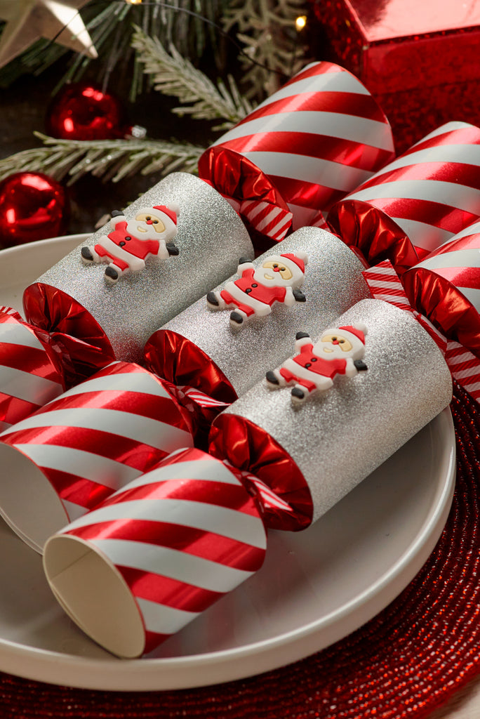 10 x 8.5"  Handmade English Christmas Crackers - Candy Cane Santa by Robin Reed -  42410
