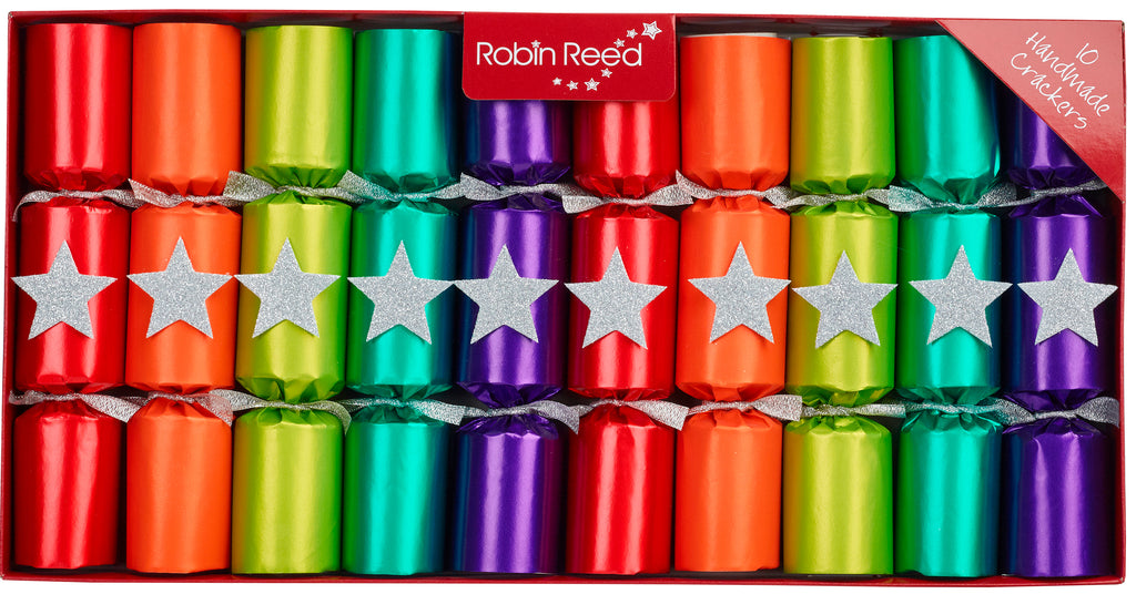 10 x 8.5" Handmade English Christmas Crackers by Robin Reed - Silver Glitter StarHarlequin Parade  - 471