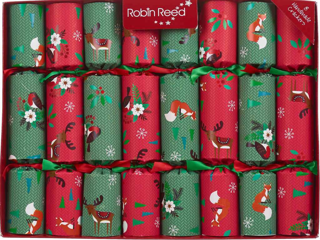 8 X 10" Handmade English Christmas Crackers By Robin Reed - Woodland Friends - 52032
