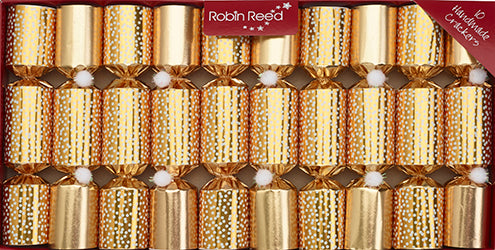 10 x 8.5" Handmade Christmas Crackers by Robin Reed of England - gold snowfall - 41907