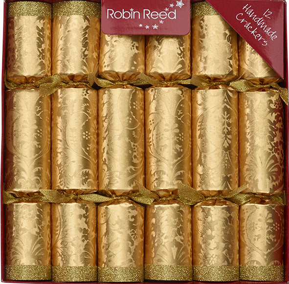 12 X 10" Handmade English Christmas Crackers By Robin Reed - Gold Glitter - 51710