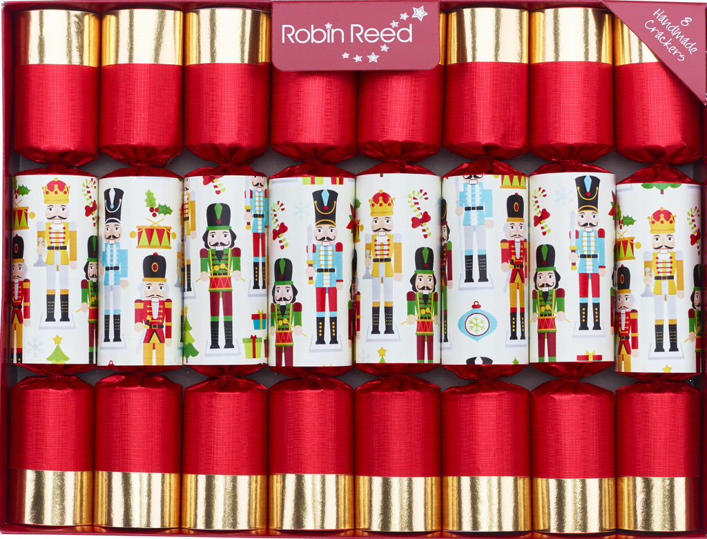 8 X 10" English Christmas Crackers By Robin Reed - Red Gold Nutcrackers - 51822