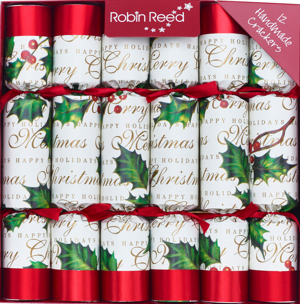 12 x 10" Handmade English Christmas Crackers by Robin Reed - bows berries - 528