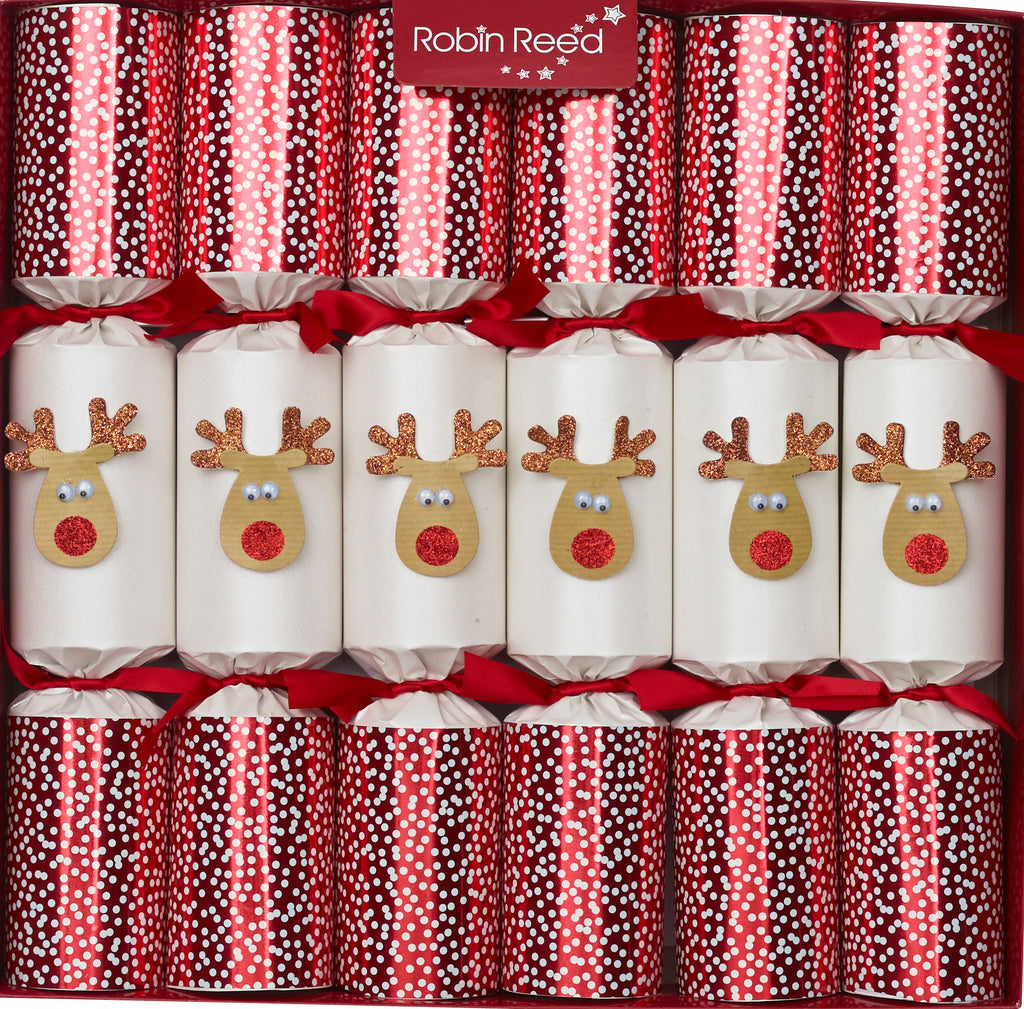 6 x 13" Handmade Christmas Crackers by Robin Reed - Racing Reindeer - 72007
