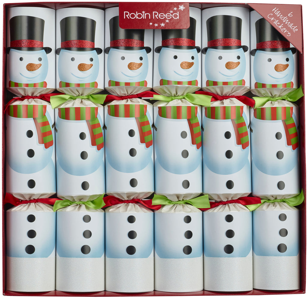 6 x 13" Handmade Christmas Crackers by Robin Reed - Racing Snowmen - 72136