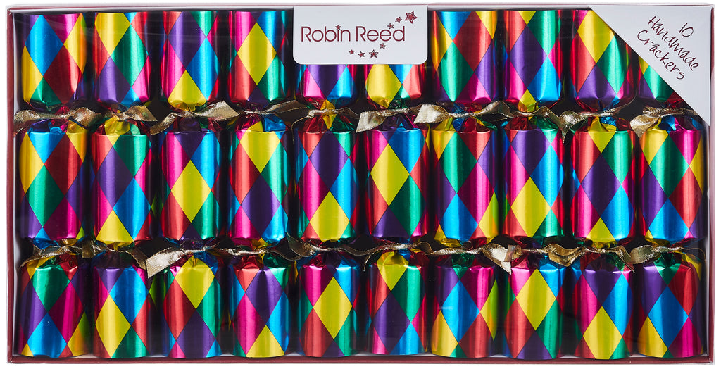 10 x 8.5" Handmade English Christmas Crackers by Robin Reed - Harlequin Parade  - CCS21-03